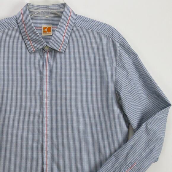 Hugo Boss Plaid Hidden Placket Shirt Men's XL Blue Cotton Button-Up Smart Casual - Picture 4 of 13
